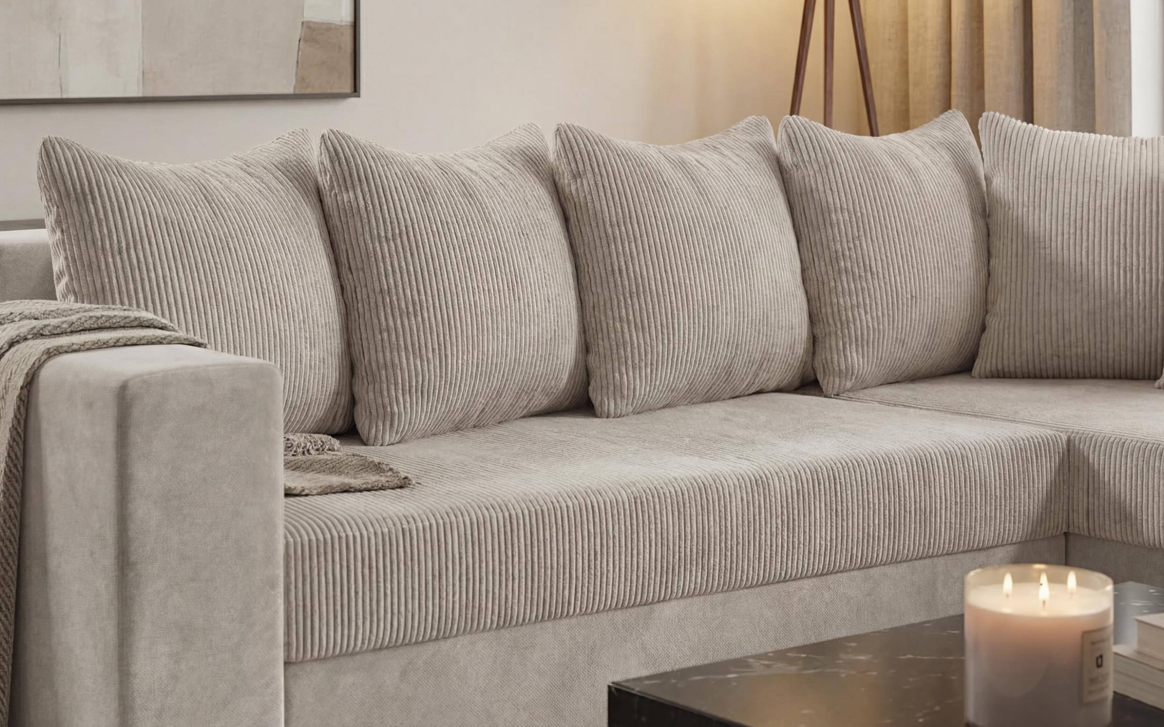 Extendable corner sofa + ottoman Londo, light beige  7